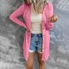 Spring and summer new women's long buttoned solid color casual sun-protective long-sleeve cardigan jacket