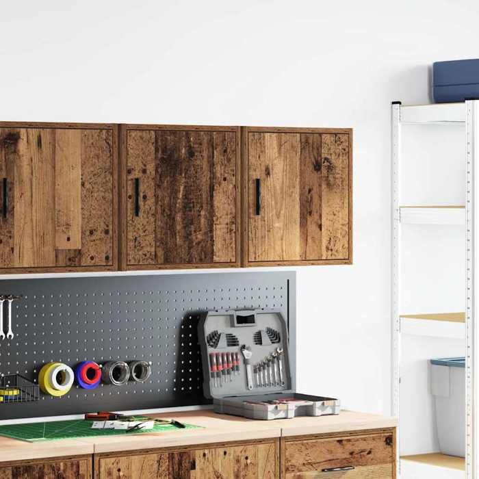 VidaXL Armoires murales de garage 2 pcs vieux bois bois d'ingénierie, armoire, placard mural de garage, armoire à outils 860640
