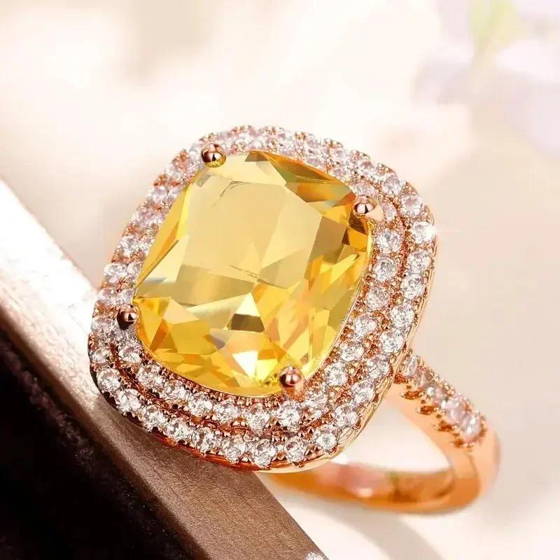 Nuovo Anello da Donna Hyperbole per Festa Cocktail Con Enorme Zircone Cubico Azzurro Montatura a Griffa Regalo di San Valentino per Moglie