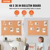 48"x36" Large Cork Board – Wall-Mounted Bulletin Board with Pin Board