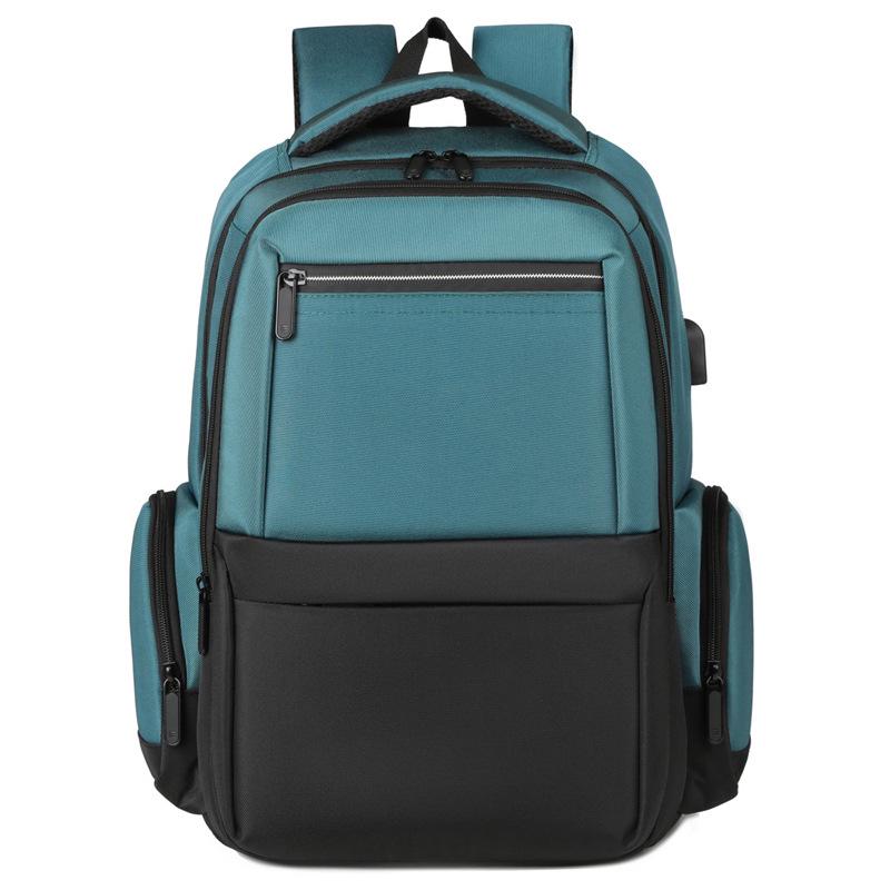Men's Large Capacity Color Block Laptop Backpack - Business Casual & Student Friendly