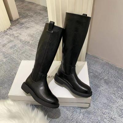 Heißer Verkauf Damen Schuhe Moderne Damenstiefel Klassiker Kniehohe Stiefel Damen Nähen Runde Zehenpartie Reißverschluss hinten Niedriger Absatz Schuhe Damen