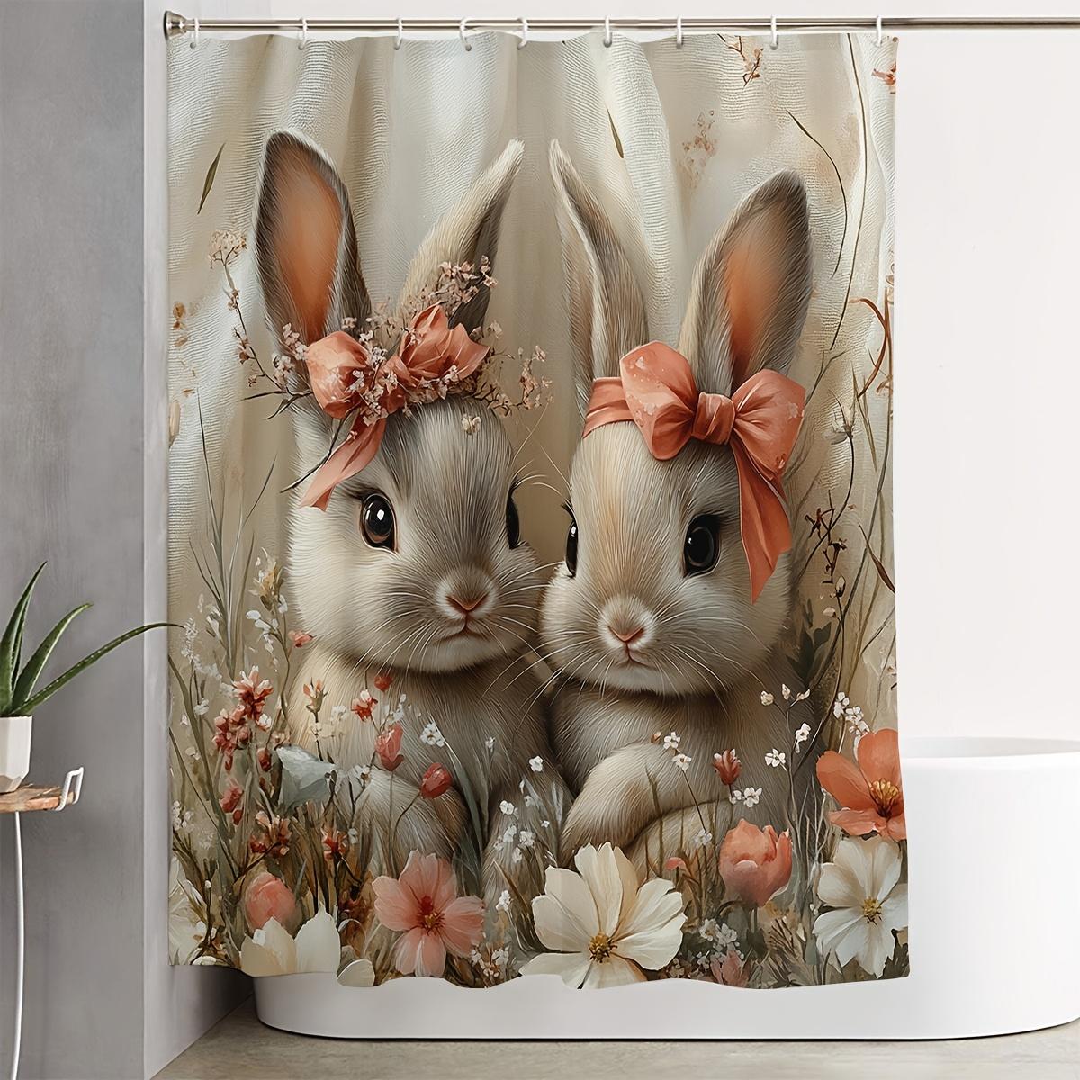 

1/4шт пасхальный кролик пасхальный кролик водонепроницаемый занавеска для душа комплект декоративный набор для ванной комнаты нескользящий коврик для унитаза коврик для ванной и 12 крючков 4Pcs Set