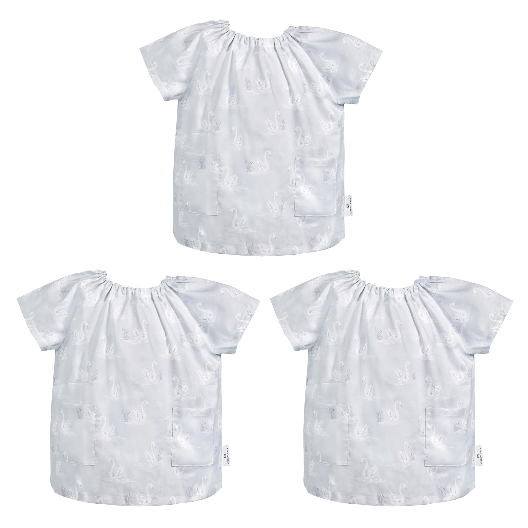 

КРАСОЧНЫЙ КОНФЕТНЫЙ СТИЛЬ LAURA ASHLEY Блуза-смок с коротким рукавом «Лебеди» Стильный короткий рукав Детский сад Начальная школа Каллиграфия Искусство N1343923 (120-130cm)