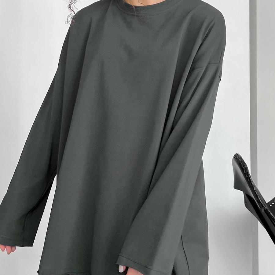 Magliette da Donna Oversize a Maniche Lunghe Basic Girocollo Maglietta Top Primavera Autunno Abbigliamento Casual da Allenamento Moda Casual Y2K Magliette a Maniche Lunghe Larghe da Donna