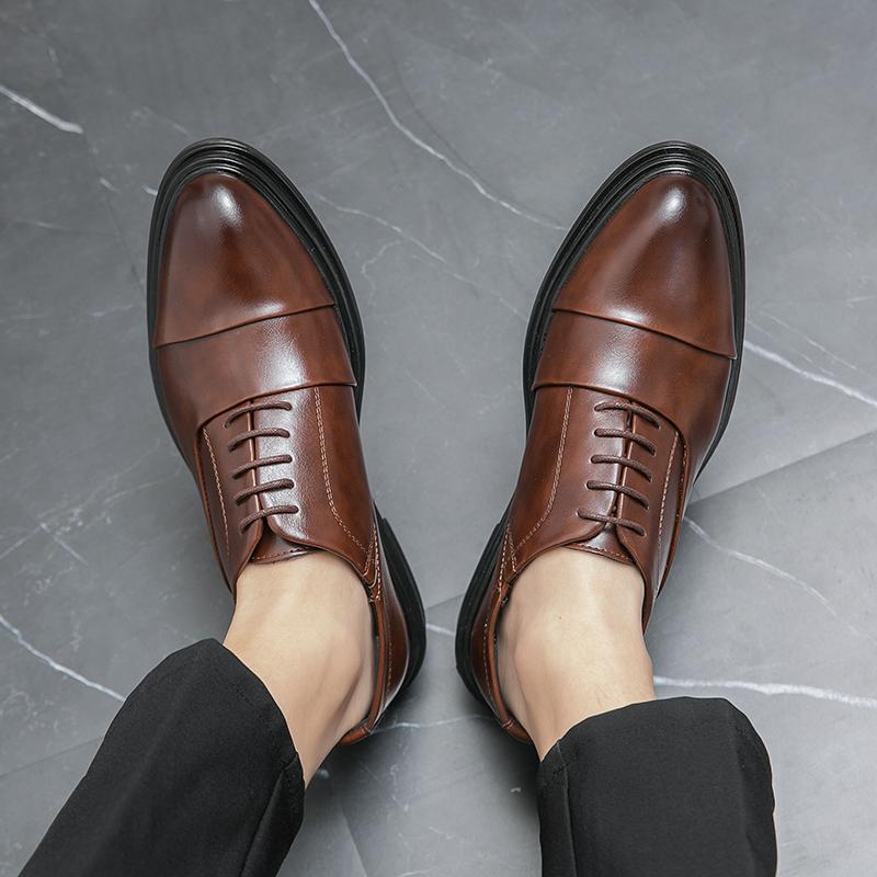 Leather Shoes Young British Dress Casual Business Sense Leather Shoes Wedding Groom Suit Height Increase