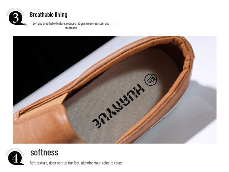 Men's Four Seasons Casual Leather Loafers - Korean Style, Low-Top, Slip-On, Business Casual Shoes