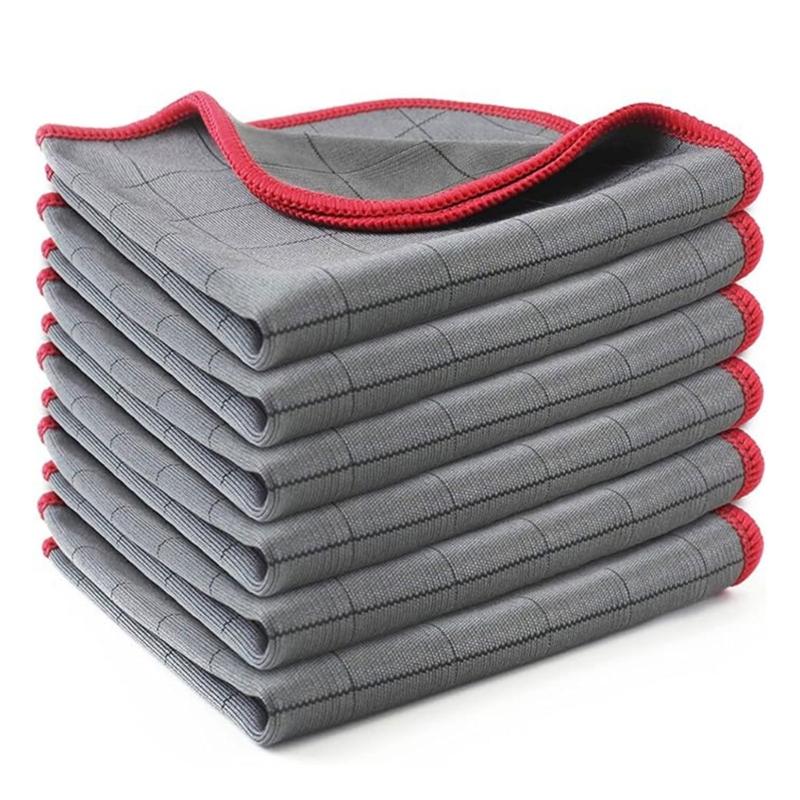 3Pcs Super Absorbent Carbon Fiber Microfiber Cleaning Cloth For Car Glass Kitchen Surfaces No Residues Polishing Towel