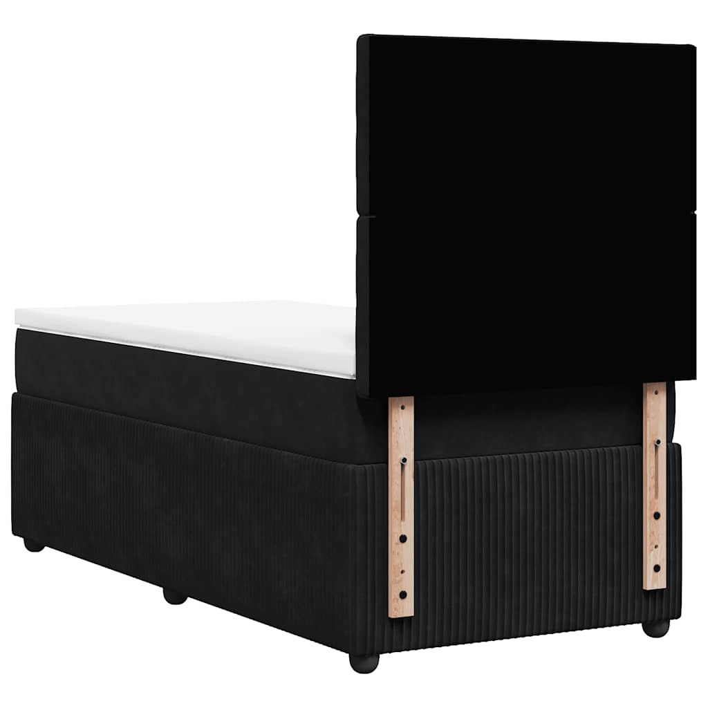 Box Spring Bed with Mattress Black 90 x 190 cm Velvet