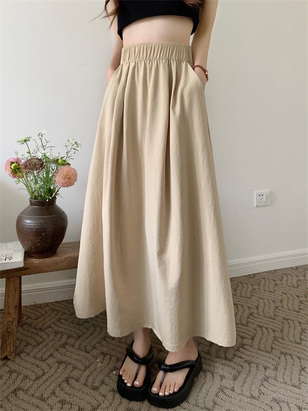 Women's Slimming High Waist A-line Pleated Midi Flare Skirt - Summer Korean Style