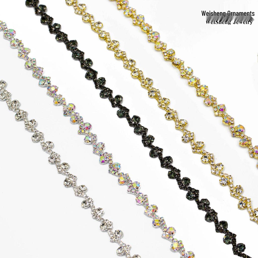 Catena a graffa a forma di S con strass colorati per nappe fai-da-te in vita e accessori decorativi per saldatura