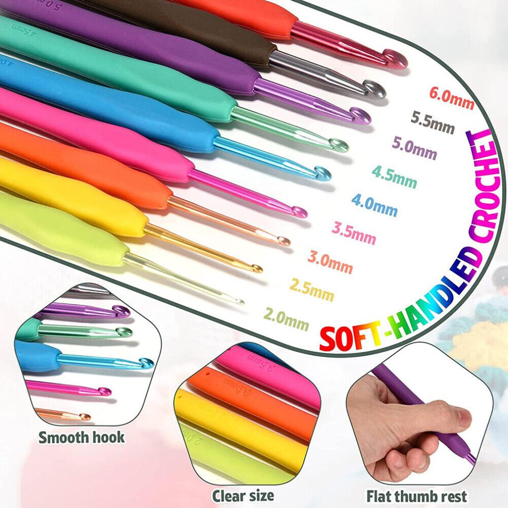 Portable Travel Crochet Storage & Complete Kit for Beginners, Includes 79 Tools, Soft Grip Ergonomic Hooks, Ideal for Crafting Lovers (9 Color