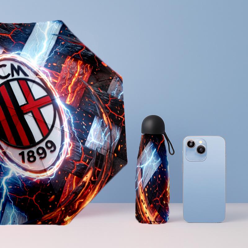 AC Milan Pattern Printed Mini 5 Folds 8 Ribs Compact Umbrella Windproof Waterproof Lightweight Portable Folding