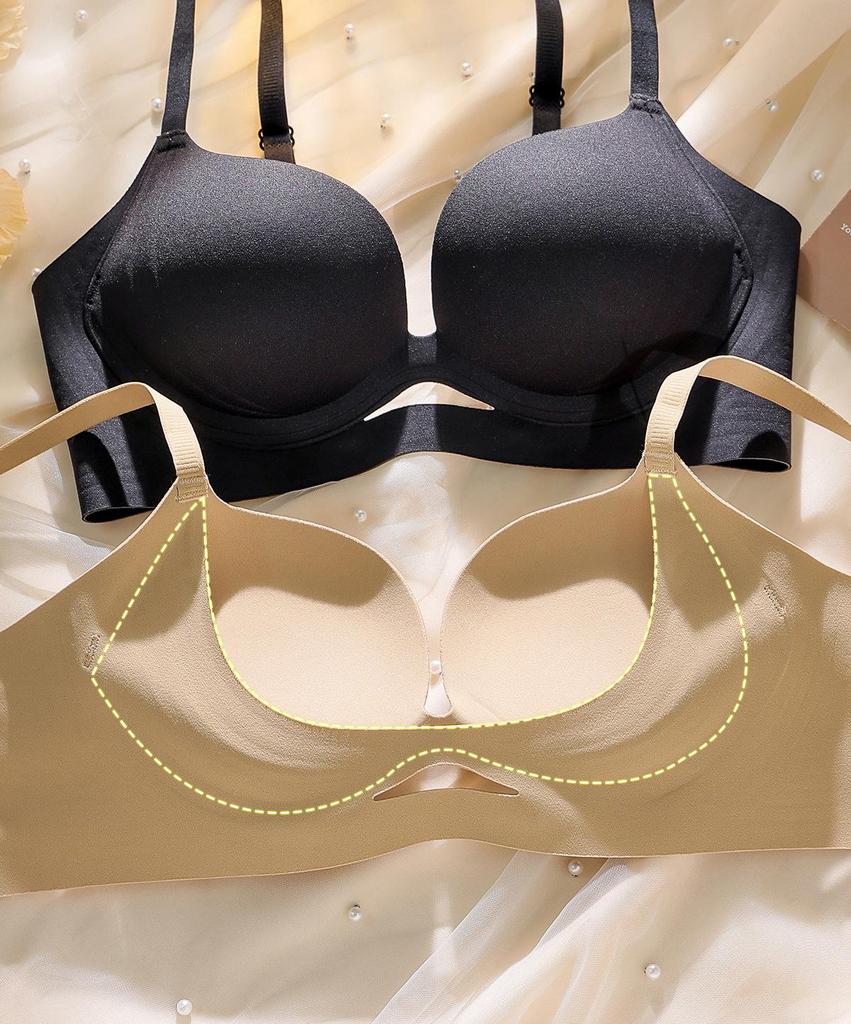 Seamless Hollow Lace Wireless Push-Up Bra for Women - Breathable, Comfortable, One-Piece Design for Small Breasts, Perfect for Summer.