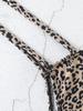 Leopardenmuster Bikini Set Damen Ausgeschnittenes Dreieck BH zum Binden String Split Biquini Badeanzug Sexy Badeanzug 2-teilige Sets