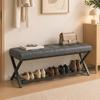 Shoe Bench, Entryway Bench with Faux Leather Cushion, Shelf, Load Capacity up to 220 kg, for Hallway, Entryway, 112 x 37 x 47 cm, Dark Grey