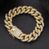 Hip Hop Rap Jewelry 16mm Iced Out Baguette CZ Miami Cuban Link Chain Gold Plated Bracelet for Men
