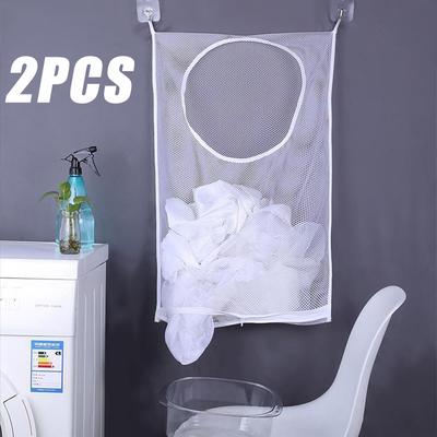 Multifunctional Laundry Storage Bag Dirty Clothes Basket Wall Hanging Toys Net Bag Bathroom Clothes Laundry Organization