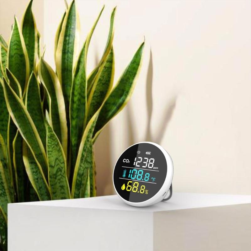 Indoor Air Quality Monitor CO2 Tester Meter Hygrometer With Temperature Dampness Measurement And Wall Mountable Design