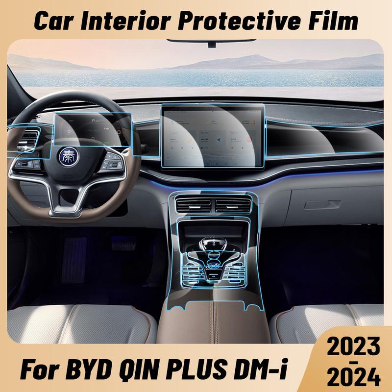 Anti-scratch Car Interior Center Console Media Dashboard Navigation TPU Protector Film Accessories For BYD QIN PLUS DM-i 2024