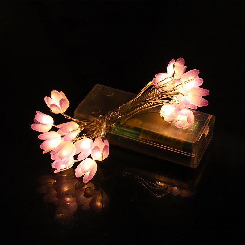 

Tulip LED Decorative Copper Wire String Lights with Battery - Bouquet Flower Accessories for Cross-Border Use Warm Light 2m 20 LEDs [2 Battery Box Constant On] фиолетовый