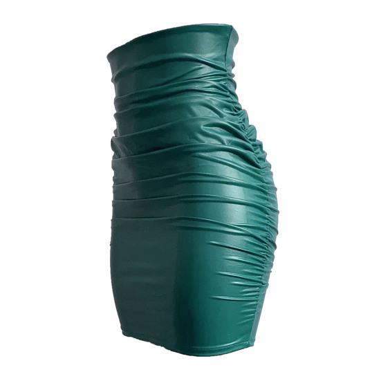 Damska Spódnica Wysoki Stan Sztuczna Skóra Obcisła Biodra Plisowany Dół Mini Spódnica Dojazdowa Ulica Krótka Spódnica Codzienne Ubranie