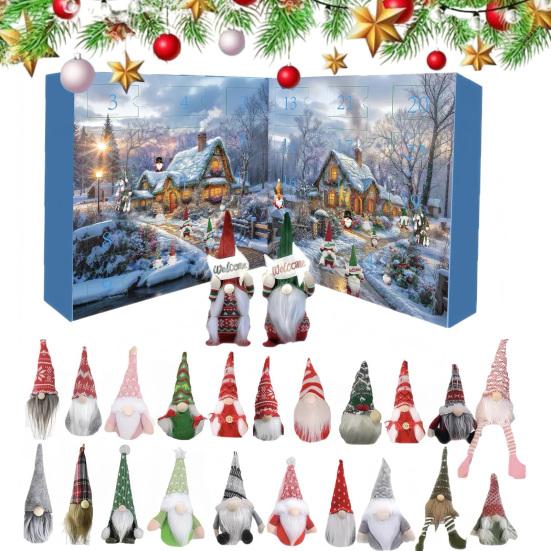 Gnome Advent Calendar 2025 24 Day Christmas Countdown Calendar with 24 Pcs Mini Gnomes Ornaments Collectible Dwarfs Figures for Holiday Home Decor