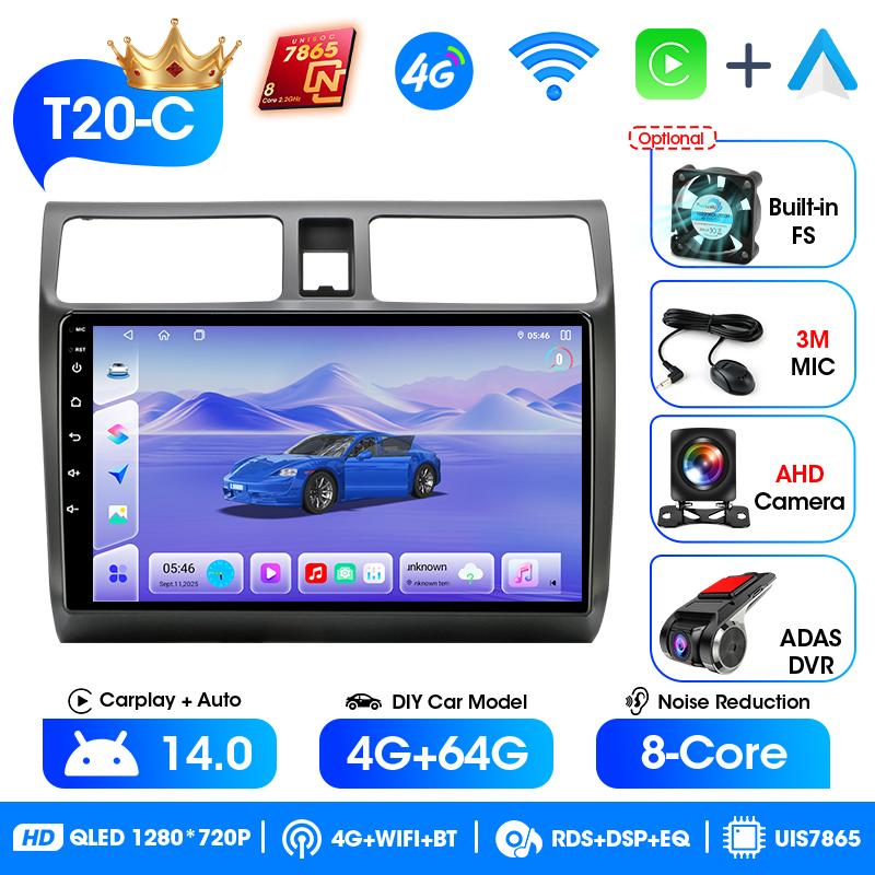 Srnubi 2Din Android14 Car Stereo Radio For Suzuki Swift 2003-2010 Wireless Carplay Android Auto Mirror Link BT 4G WiFi Head Unit