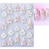 5D Embossed Flower Nail Art Stickers Self-adhesive DIY Spring Summer Floral Manicure Decor Decals Women Nail Accessories for Home Salon