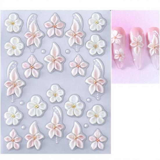 5D Embossed Flower Nail Art Stickers Self-adhesive DIY Spring Summer Floral Manicure Decor Decals Women Nail Accessories for Home Salon