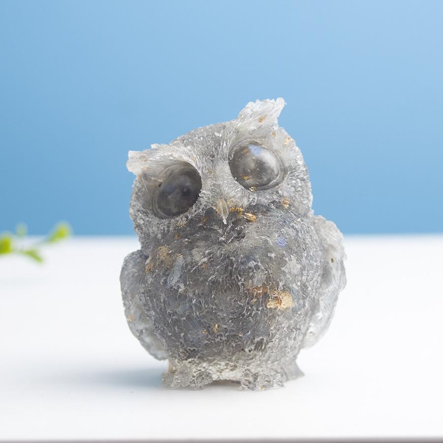 

Natural Crystal Owl Resin Ornament For Home Office Decor Gift Idea Style K