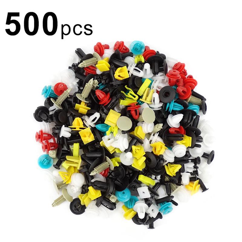500 шт./набор Универсальный смешанный автомобильный Различные пластиковые заклепки Крепеж Дверной нажимной пин One size
