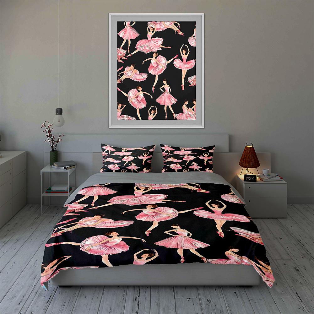 Ballet Dancer Illustrations Bedding Duvet Cover Sets Duvet Covers Pillowcases Gifts (1 * Duvet Cover 2 * Pillowcases, Without Duvet Insert)
