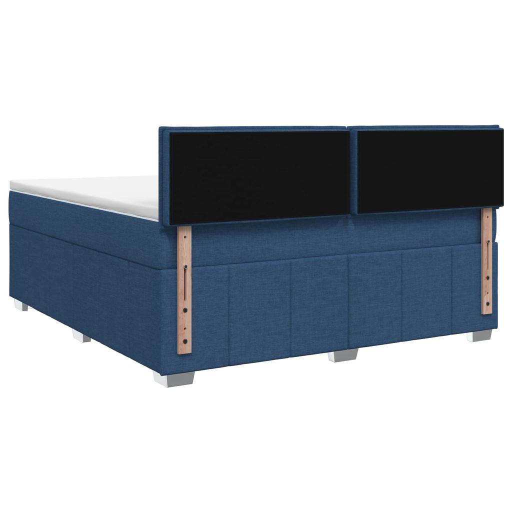 Box Spring Bed with Mattress and Headboard Blue 140 X 200 Cm Fabric