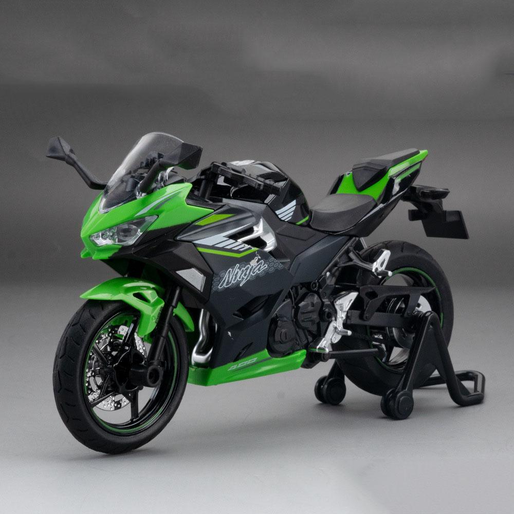 1:12 Kawasaki Ninja 400 Zx6r Alloy Motorcycle Diecast Model Miniature Toys Car Front Wheel Steering With Light Vehices Boy Gifts