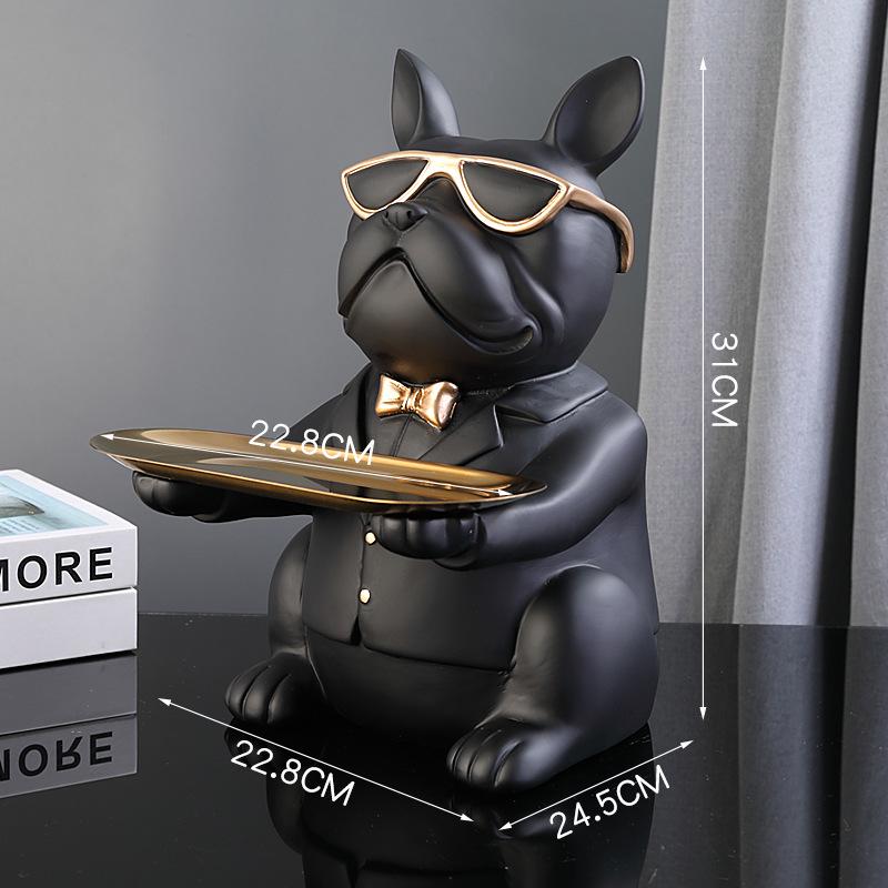 Nordic Bulldog Multifunctional Hand-Painted Tissue Box & Decorative Storage Ornament