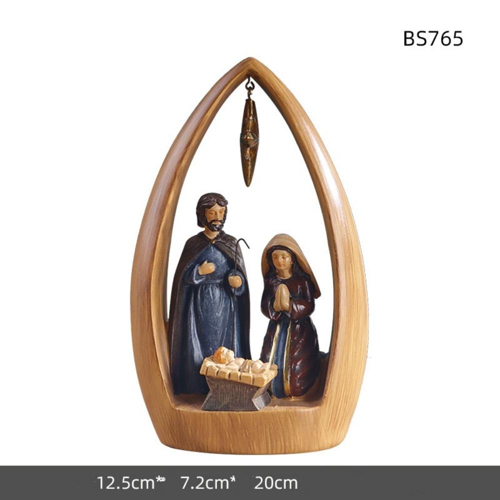 Nativity Scene Decoration Exquisite Jesus Birth Figurine Christmas Nativity Figurine Thoughtful Religious Resin Ornament