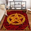 Vintage Red and Gold Pentagram Pattern Carpet with Ornamental Details Suitable for use as an anti-slip for living room bedroom sofas