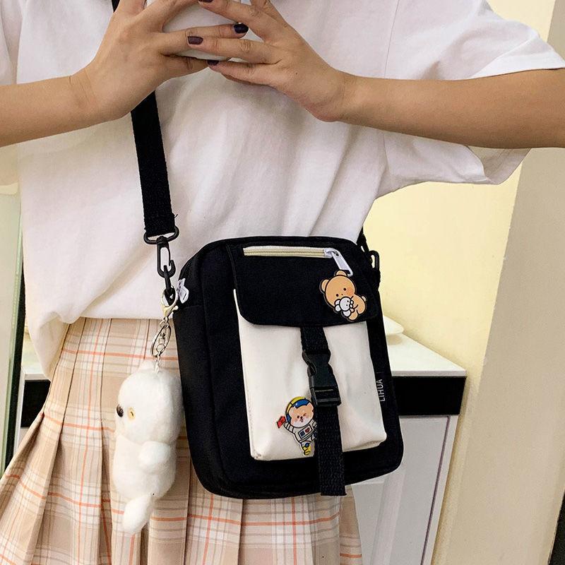 Canvas small bag women's new trendy Korean version versatile messenger bag student shoulder bag girl small satchel