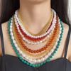 European and American new models, fashionable retro color multi-layer resin imitation pearl ins exaggerated bohemian women, necklace