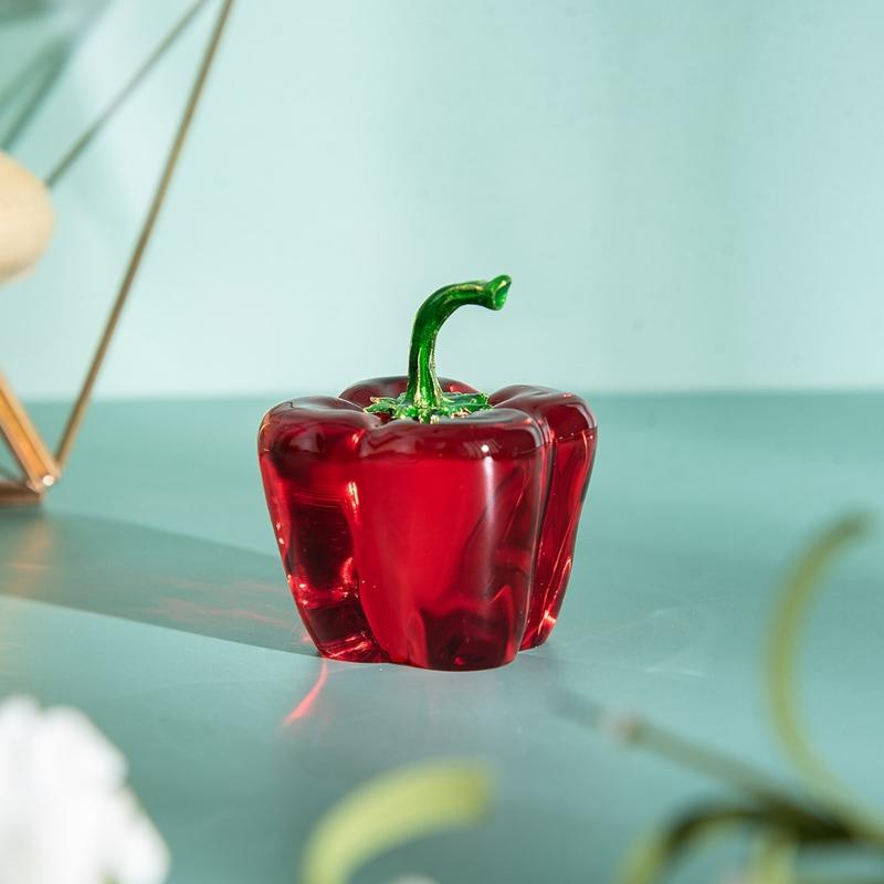 Artistic Glass Peppers Replicas Home Decoration Kitchens Table Centerpieces Shatterproof Design 45mm Size