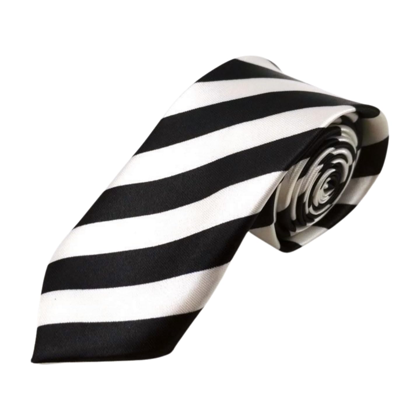 [F NODE] Полосатый галстук, Черно-белый, Ширина 5 см, Узкий крой, Полиэстер, Мужской повседневный, Монохромный