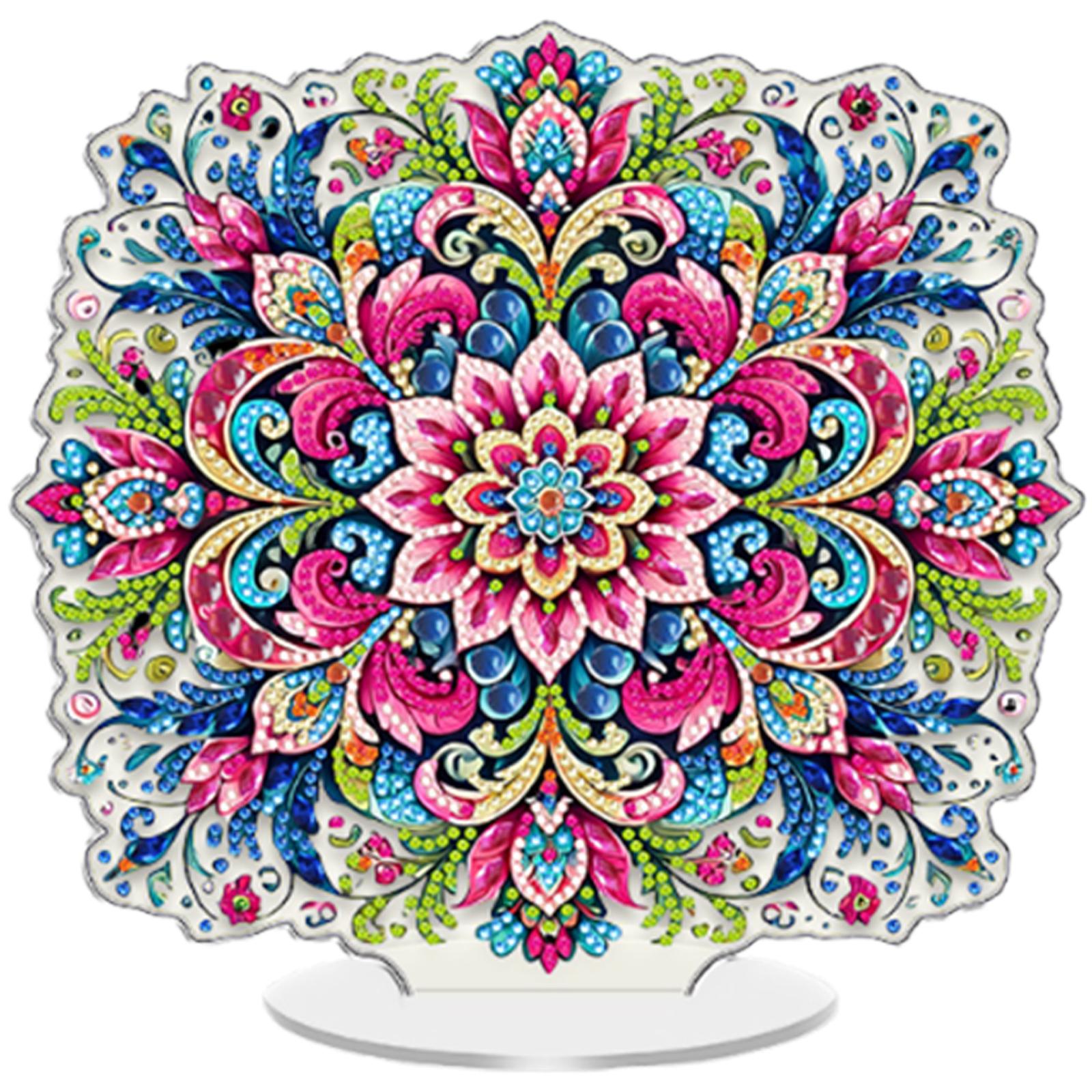 

Flower DIY 2D Flat Acrylic Diamond Painting Tabletop Ornaments Kit Desktop Diamond Art Kits for Adults Gift Home Decor