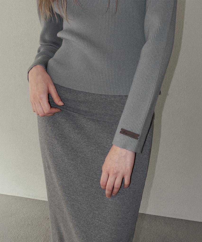 TWEE Sheeran One-Button Collar Ribbed Long Sleeve Knit