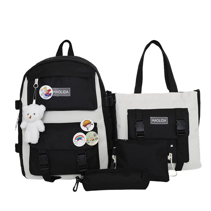 

Elementary Student Cute Four-Piece School Backpack Set – Large Capacity & Comfortable чёрный