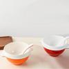 2 Pieces Break-Resistant Melamine Rice Bowl Anti Scalding Thickened Double Ear Bowl Two Color Splicing