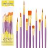 Children's Paintbrush Set: 10-Piece Long Handle Nylon Brushes for Oil, Acrylic, and Watercolor Painting.