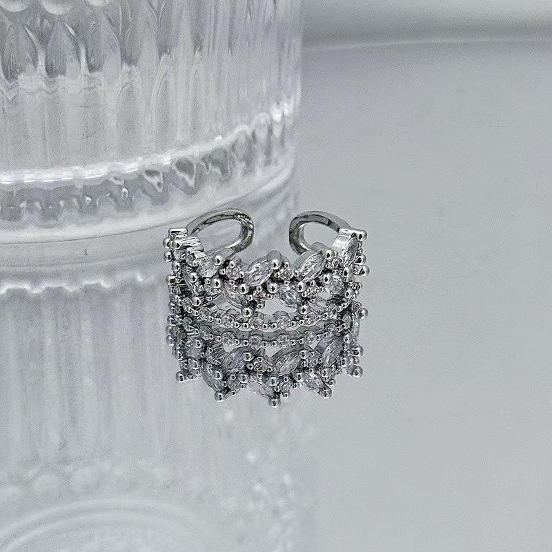 Full Of Diamonds, Zircon, Small And Exquisite Open Ring, Niche Design, Index Finger Ring, Simple Light Luxury, High-End Simple Accessories