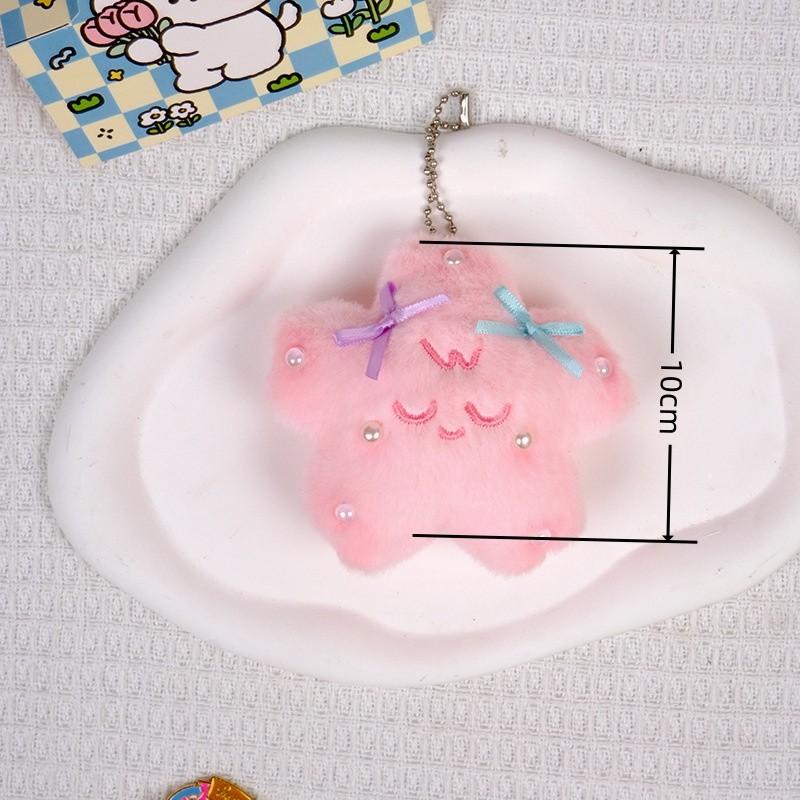Squeezing Bow Pink Siamese Cat Kapibala Star Pendant Keychain Doll Plush Doll Accessories