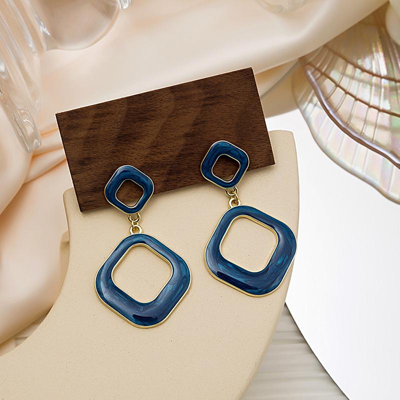 French Tiger'S Eye Metal Earrings 925 Premium Jewelry, Vintage Hollow Irregular Maillard Earrings